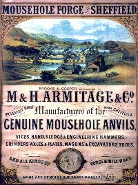 Back cover copy of broad sheet : Mousehole Forge, Brooks & Cooper Successors to M & H Armitage & Company Manufacturers of the Genuine Mousehole Anvils, Vices, Hand, Sledge, & Engineering Hammers, Grinders'Axels & Plates, Masons' & Excavators' Tools